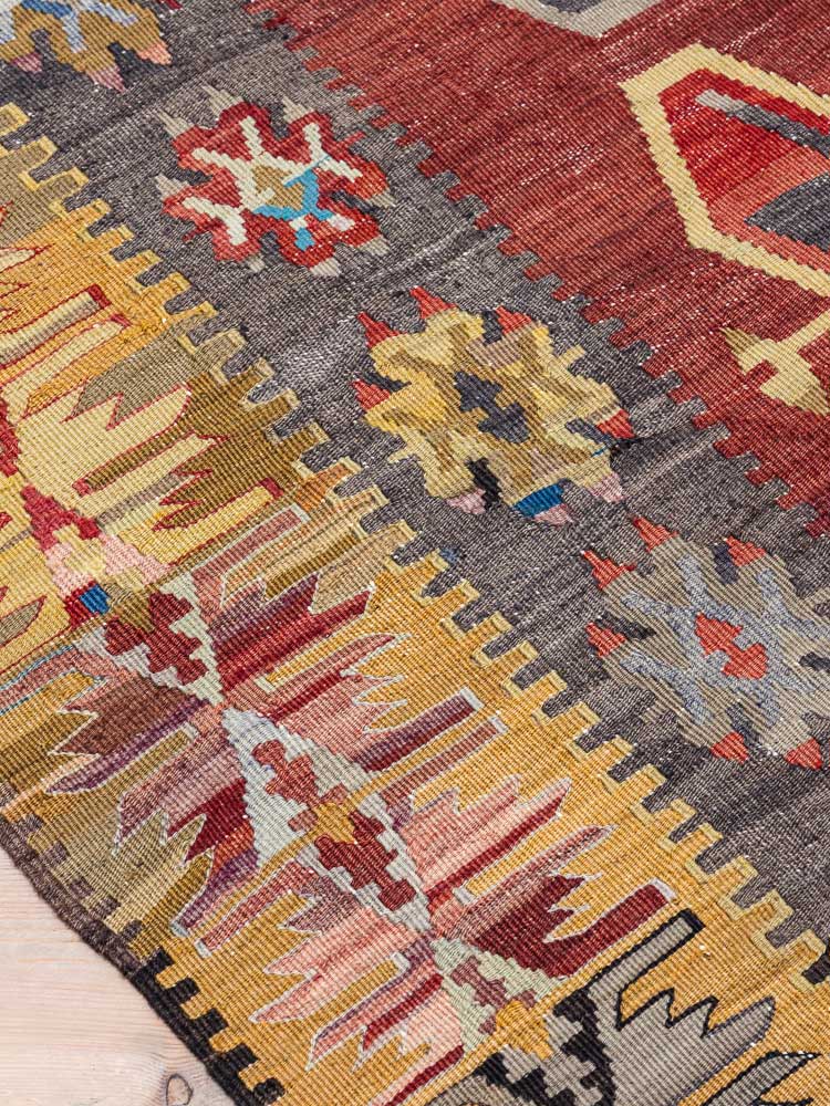 12303 Vintage Turkish Corum Kilim Runner Rug 108x287cm (3.6 x 9.5ft)