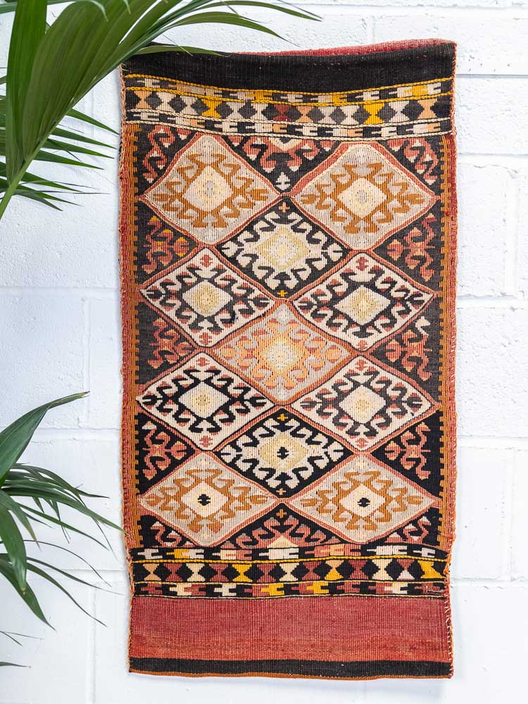 12371 Turkish Malatya Vintage Kilim Floor Cushion 54x103cm (1.9 x 3.4ft)