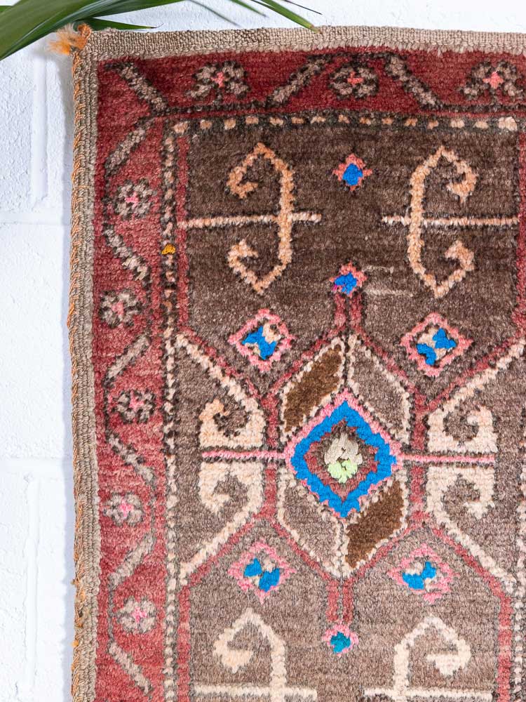 12379 Turkish Savak Vintage Carpet Floor Cushion 53x125cm (1.9 x 4.1ft)