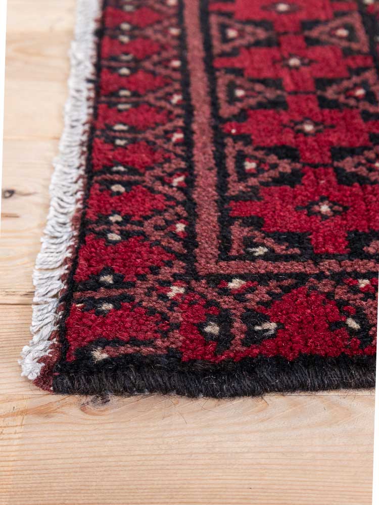 12418 Small Afghan Red Aq Chah Pile Rug 49x70cm (1.7 x 2.3½ft)