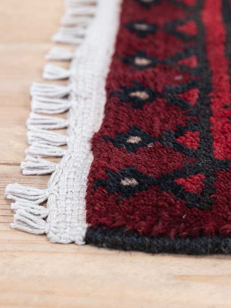 12420 Small Afghan Red Aq Chah Pile Rug 51x76cm (1.8 x 2.6ft)