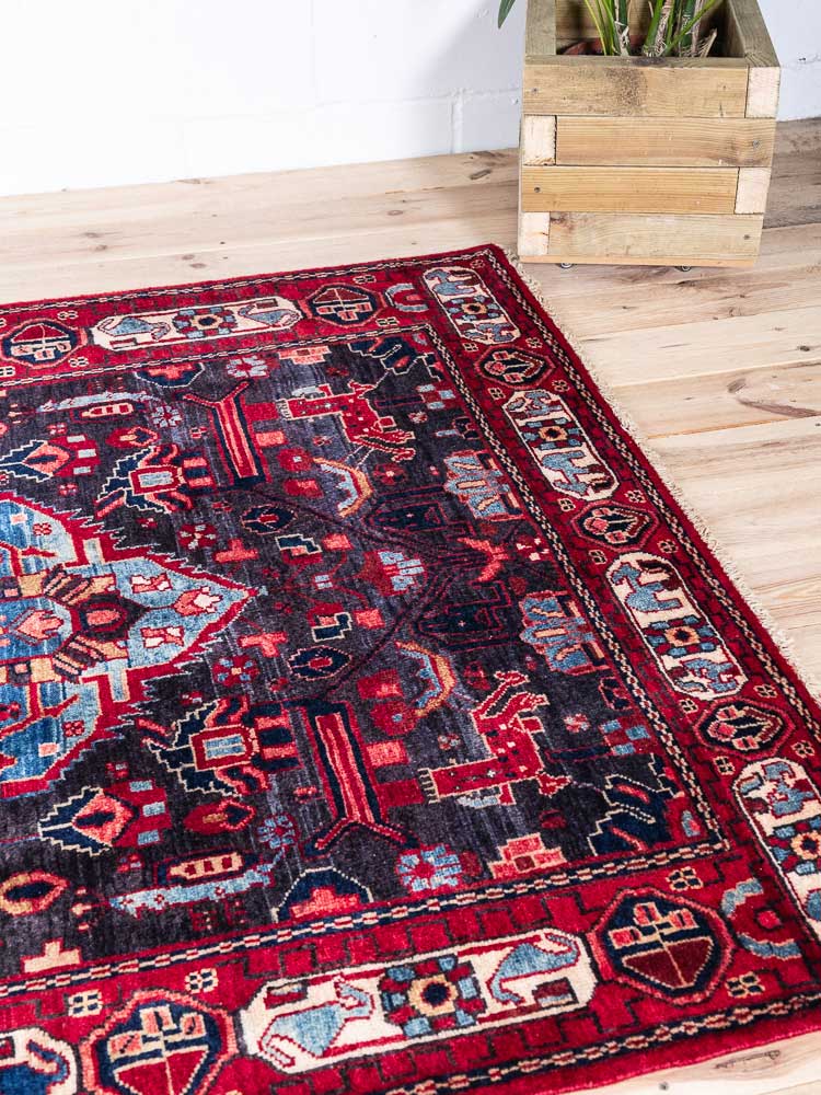 12436 Hamadan Hand-knotted Persian Rug 142x209cm (4.8 x 6.10ft)