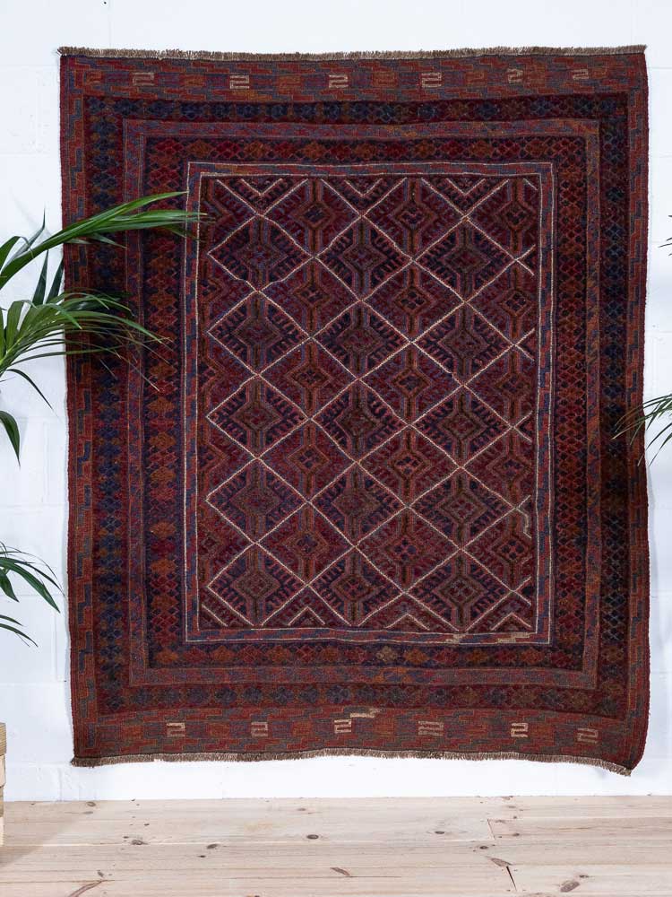 12441 Afghan Mixed Weave Moshwani Rug 152x182cm (4.11½ x 5.11½ft)