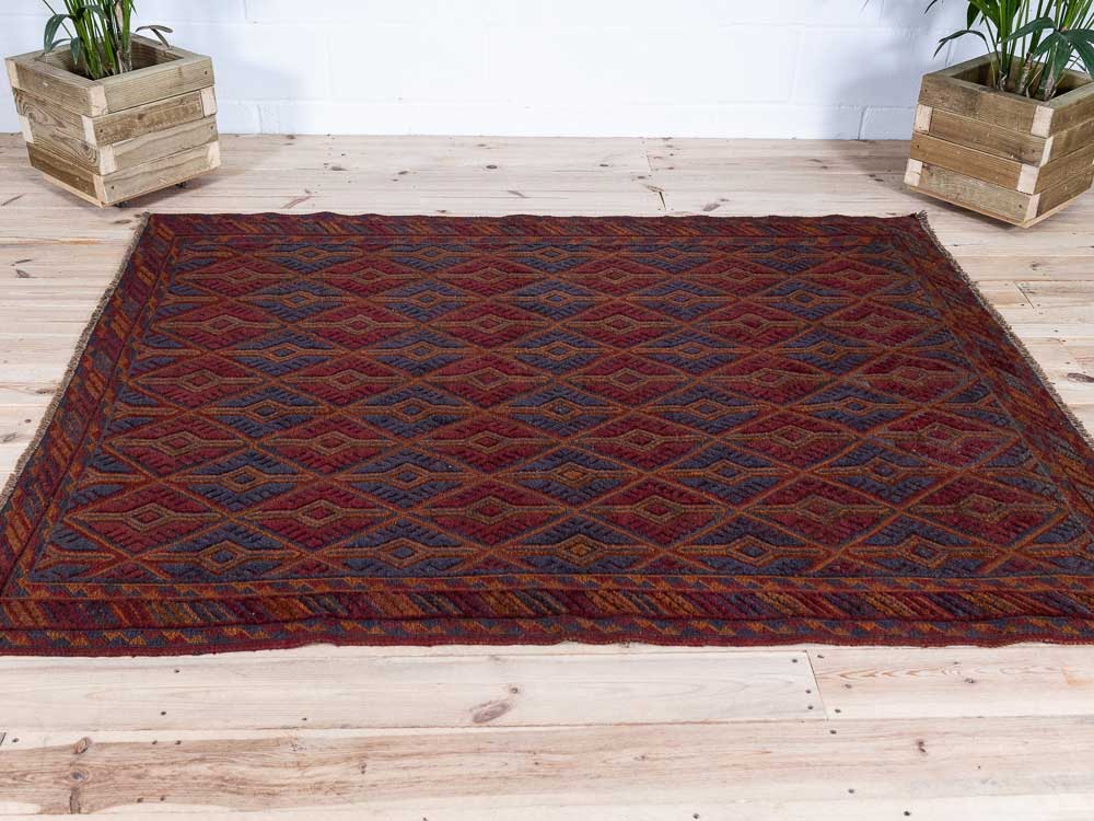 12442 Afghan Mixed Weave Moshwani Rug 152x193cm (4.11½ x 6.4ft)