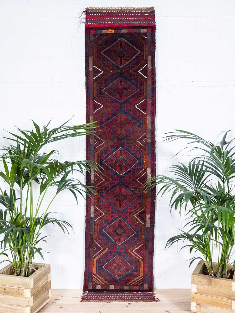 12443 Long Afghan Mixed Weave Moshwani Runner Rug 64x273cm (2.1 x 8.11½ft)