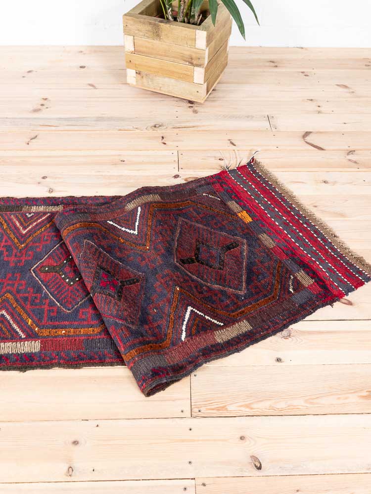 12443 Long Afghan Mixed Weave Moshwani Runner Rug 64x273cm (2.1 x 8.11½ft)
