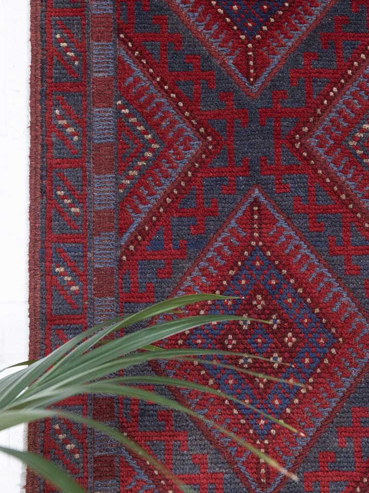 12446 Long Afghan Mixed Weave Moshwani Runner Rug 62x235cm (2.0½ x 7.8½ft)