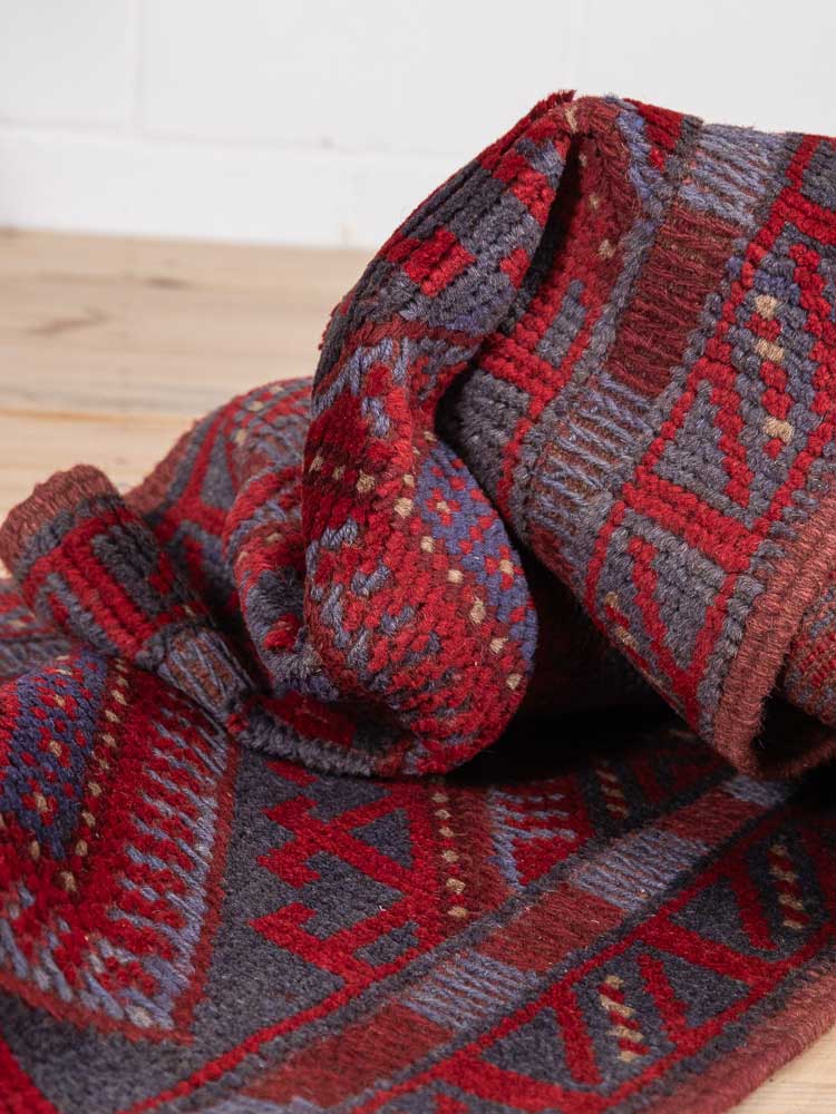 12446 Long Afghan Mixed Weave Moshwani Runner Rug 62x235cm (2.0½ x 7.8½ft)