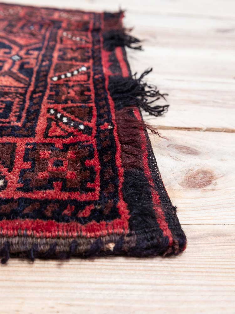 12459 Vintage Afghan Baluch Tribal Carpet Floor Cushion 60x117cm (1.11½ x 3.10ft)