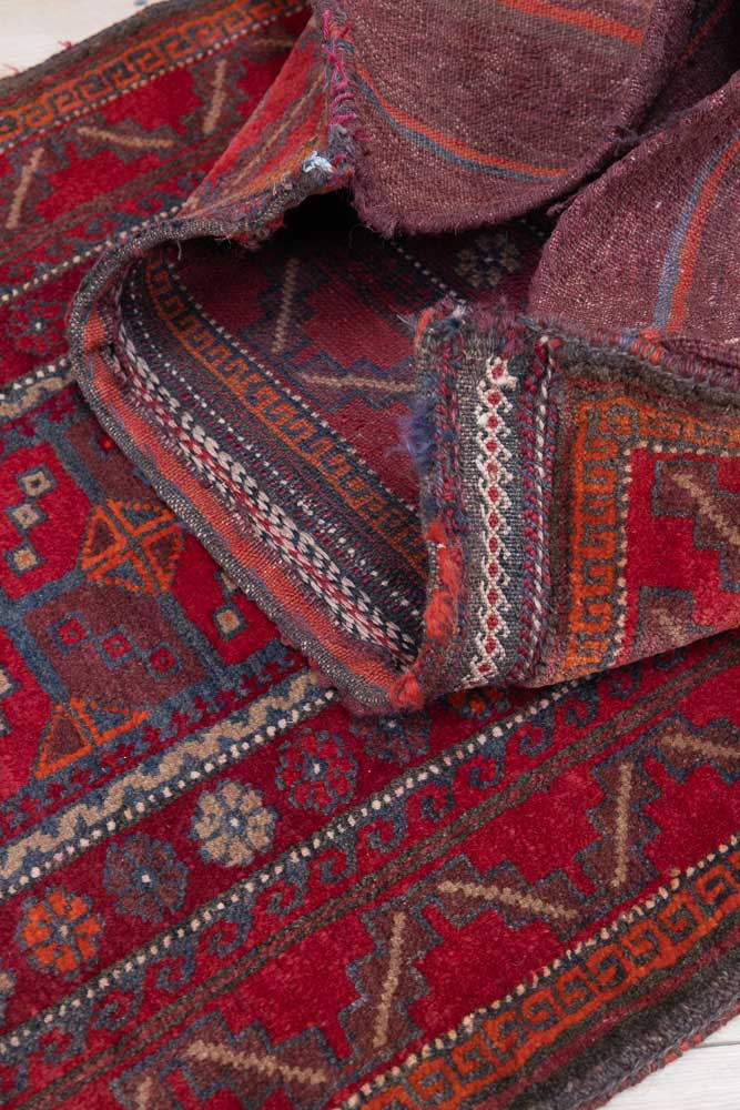 12463 Large Vintage Afghan Baluch Tribal Carpet Floor Cushion 63x118cm (2.0½ x 3.10½ft)