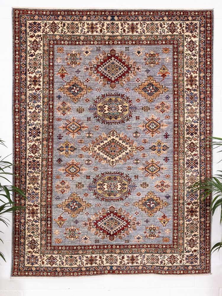 12542 Fine Afghan Super Kazak Pile Rug 180x235cm (5.10 x 7.8ft)