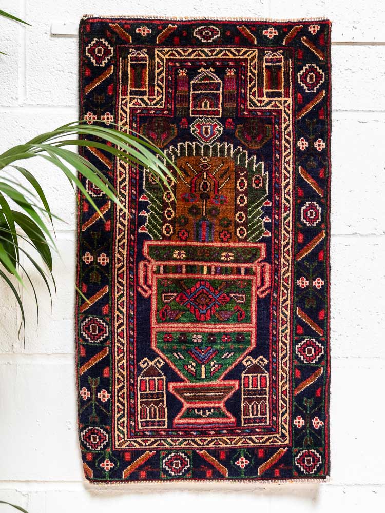 Small Vintage Afghan Baluch Rug 47x84cm - Prayer Rug Design