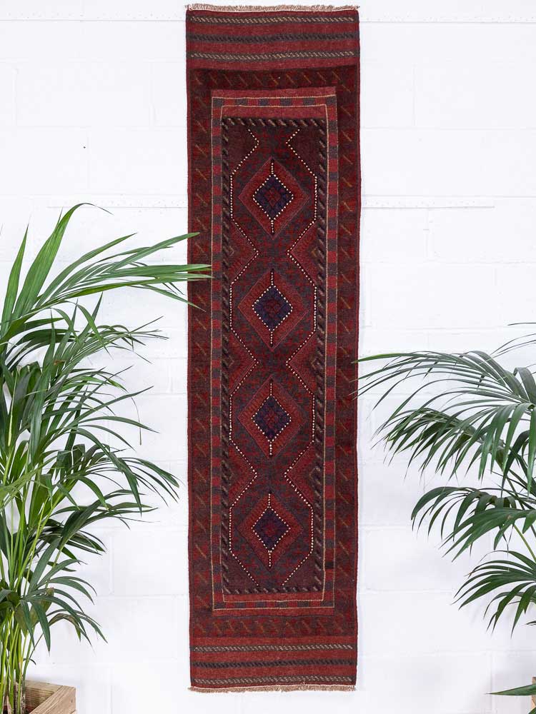 Unique Narrow Rugs Narrow Afghan Mixed Weave Moshwani Runner Rug 59x231cm For A Hallway