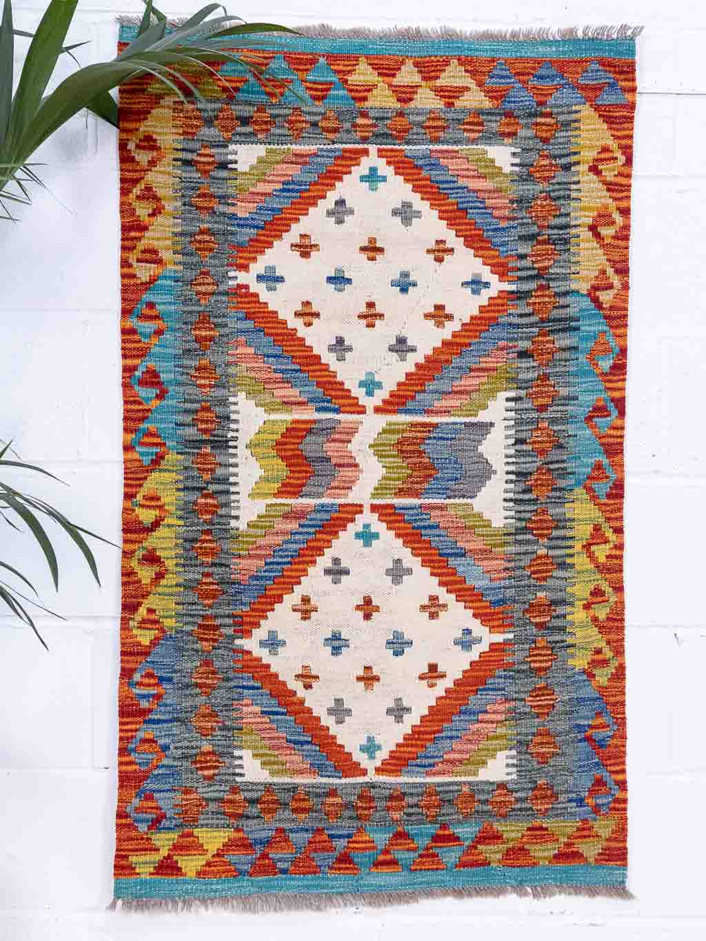 Afghan Vegetable Dyed Wool Kilim Rug 78x131cm For Sale - Sussex