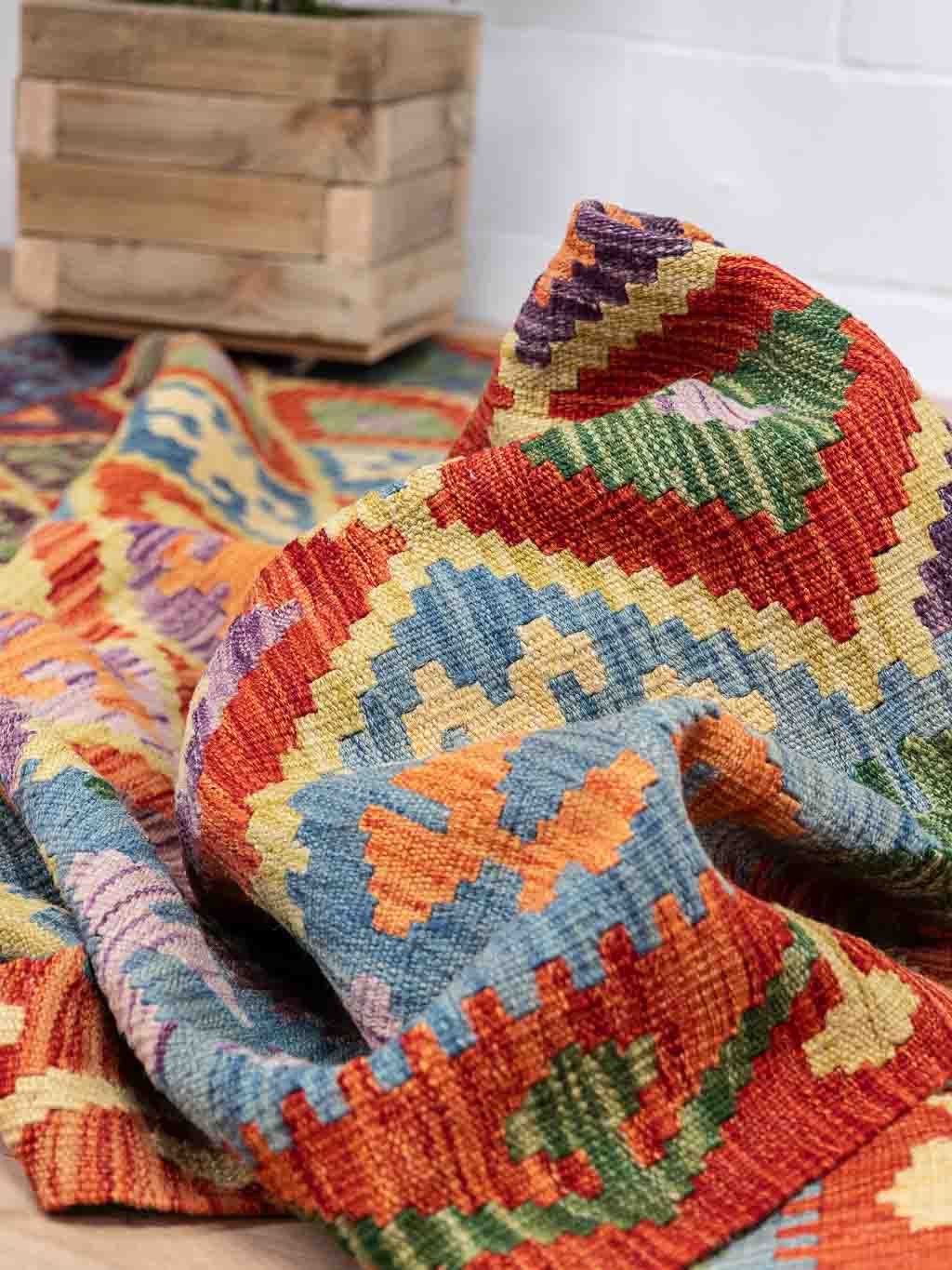 Aphgan Rug Burnt Orange Bright Coloured Large Afghan Kilim Rug | Yashar Bish