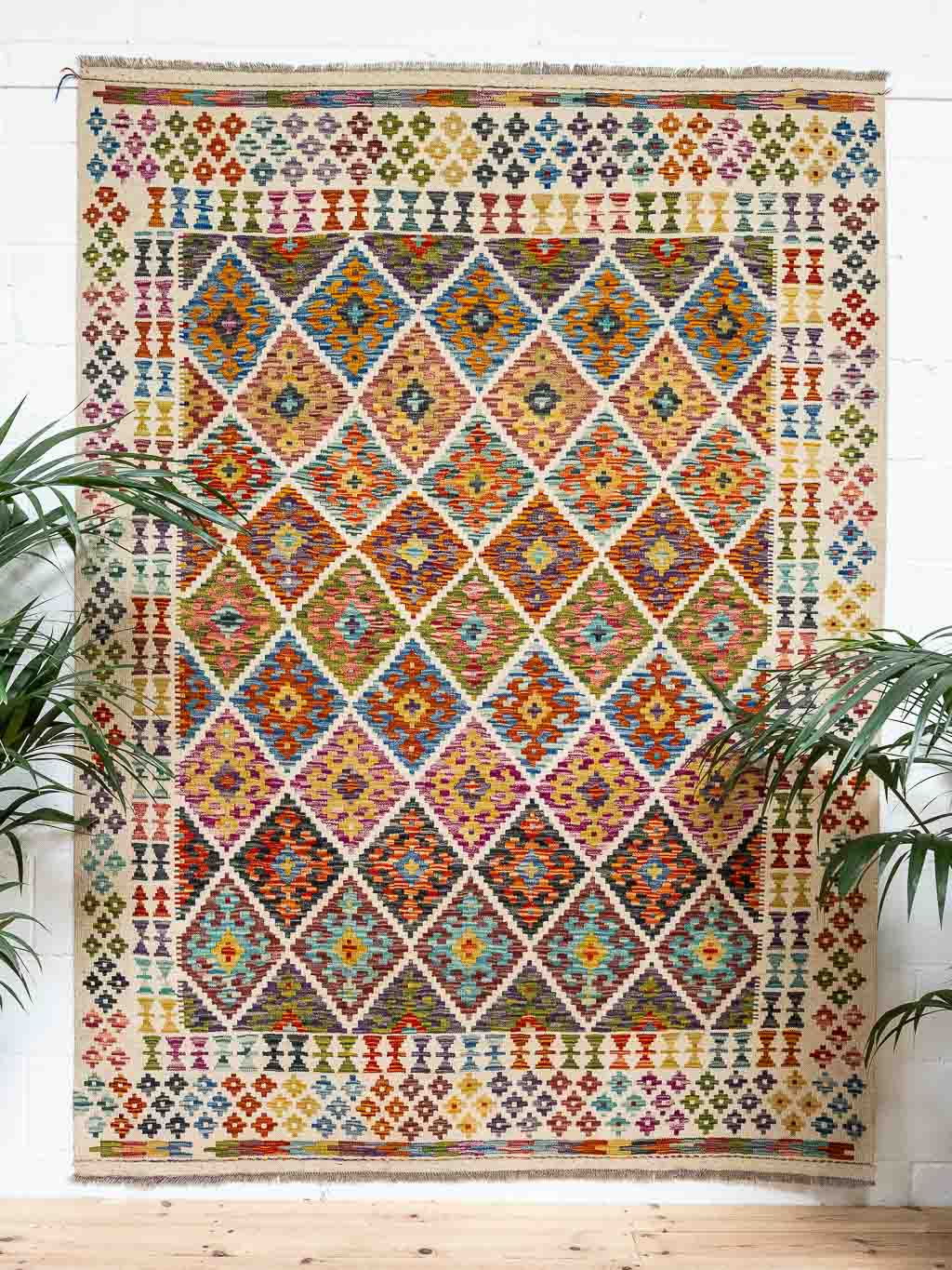 13179 Large Afghan Vegetable Dyed Kilim Rug 182x249cm | Yashar Bish