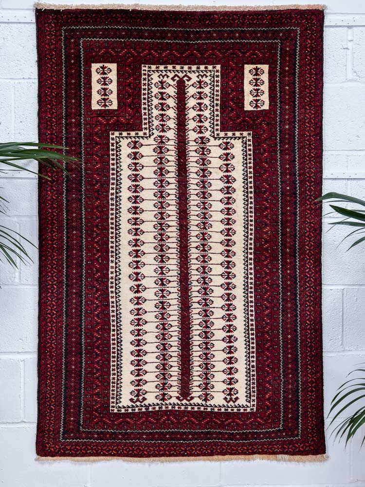 Handmade Original Small Persian Baluchi Prayer Rug