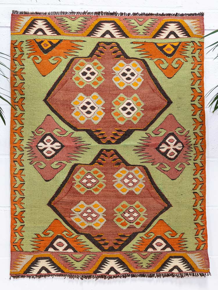 9096 Vintage Turkish Kilim Rug - Mut 90x119cm (2.11 x 3.11ft)