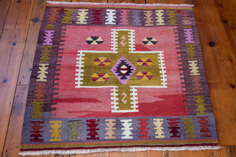 9435 Vintage Turkish Kilim Rug - Adana 86x94cm (2.10 x 3.1ft)