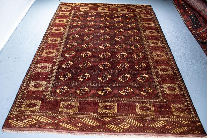9626 Persian Turkoman Carpet 219x331cm (7.2 x 10.10ft)
