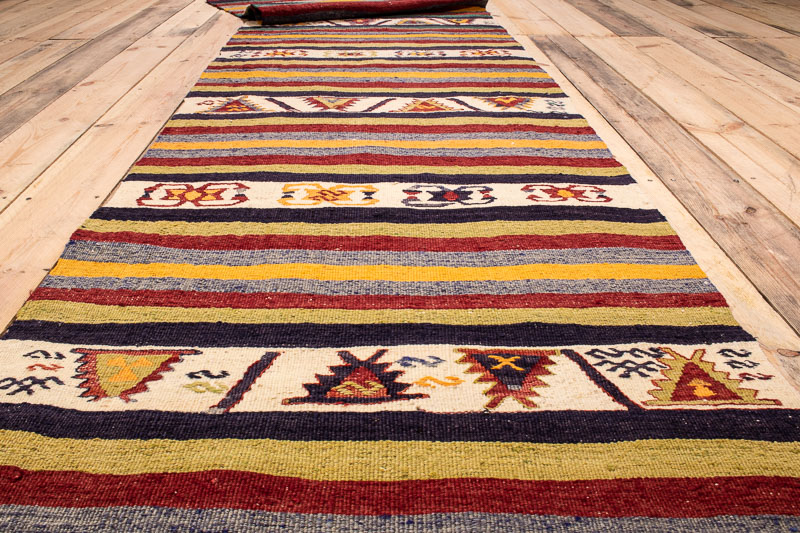 9965 Turkish Konya Kilim Runner Rug 74x321cm (2.5 x 10.6ft)