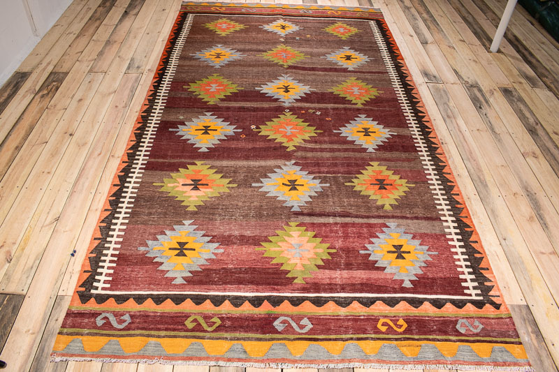 9993 Turkish Vintage Isparta Kilim Rug 182x339cm (5.11 X 11.1ft)