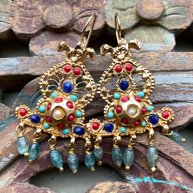 AE276 Ottoman Design Earrings 60mm x 30mm