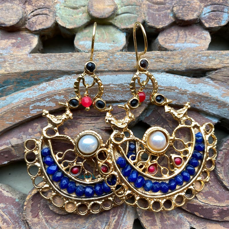 AE279 Ottoman Design Earrings 70mm x 47mm