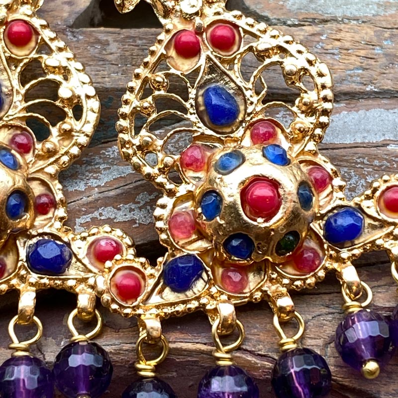 AE293 Ottoman Design Earrings 55mm x 30mm