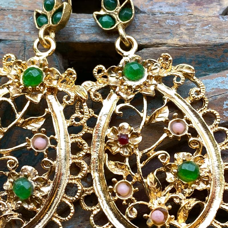 AE295 Ottoman Design Earrings 72mm x 35mm