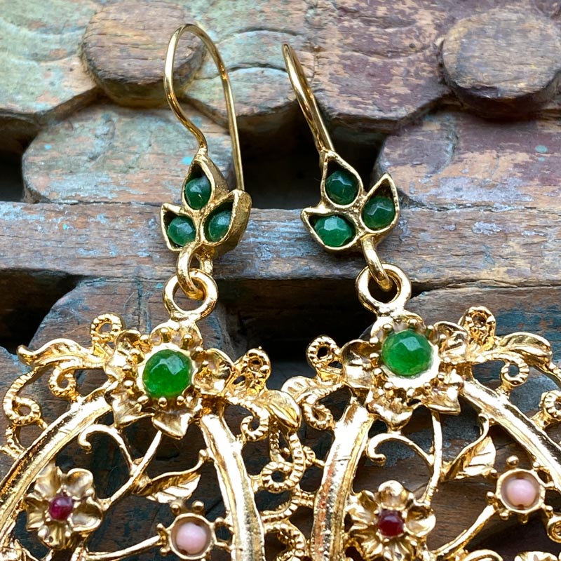 AE295 Ottoman Design Earrings 72mm x 35mm