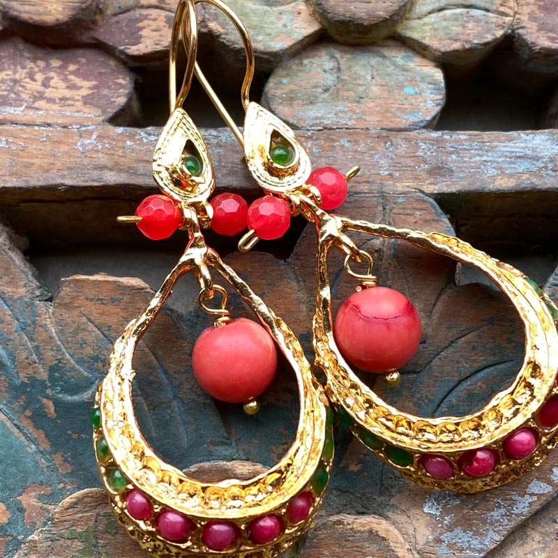 AE310 Ottoman Design Earrings 55mm x 25mm