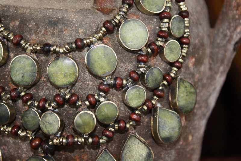 (AN521) Tribal Afghan Semi-Precious Serpentine Necklace