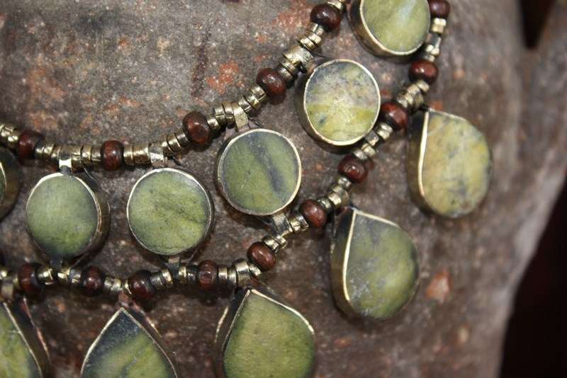 (AN523) Tribal Afghan Semi-Precious Serpentine Necklace