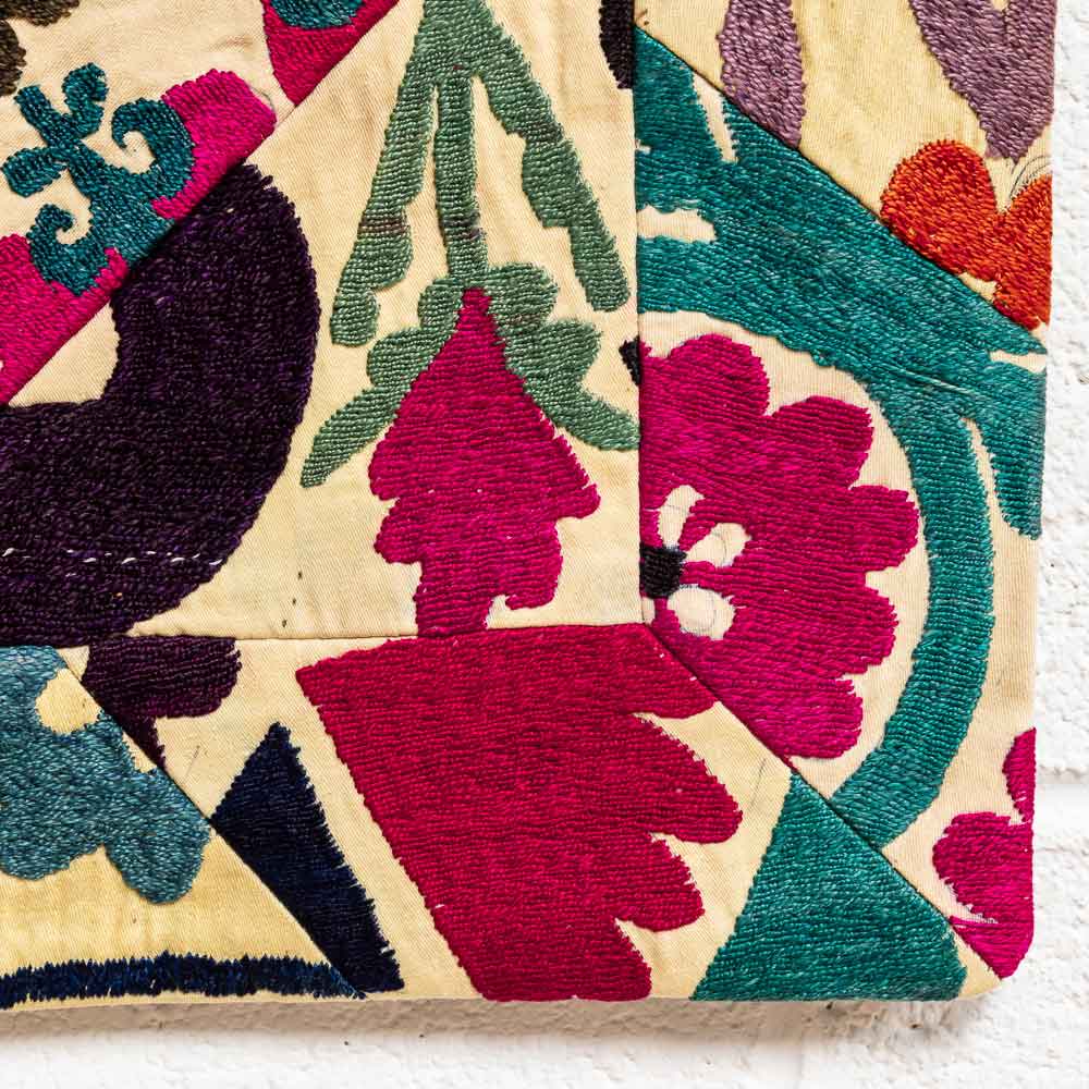 SC661 Uzbek Suzani Embroidered Patchwork Cushion Cover 42x42cm
