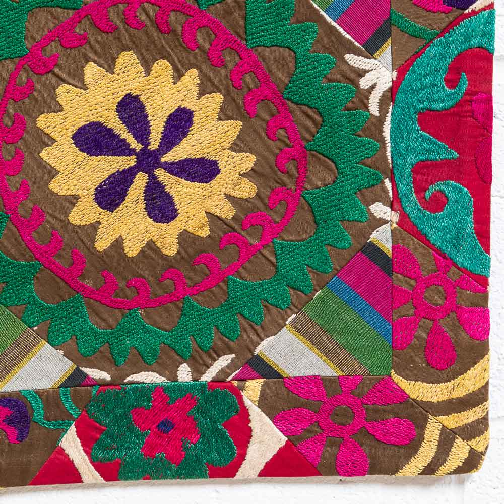 SC663 Uzbek Suzani Embroidered Patchwork Cushion Cover 41x42cm