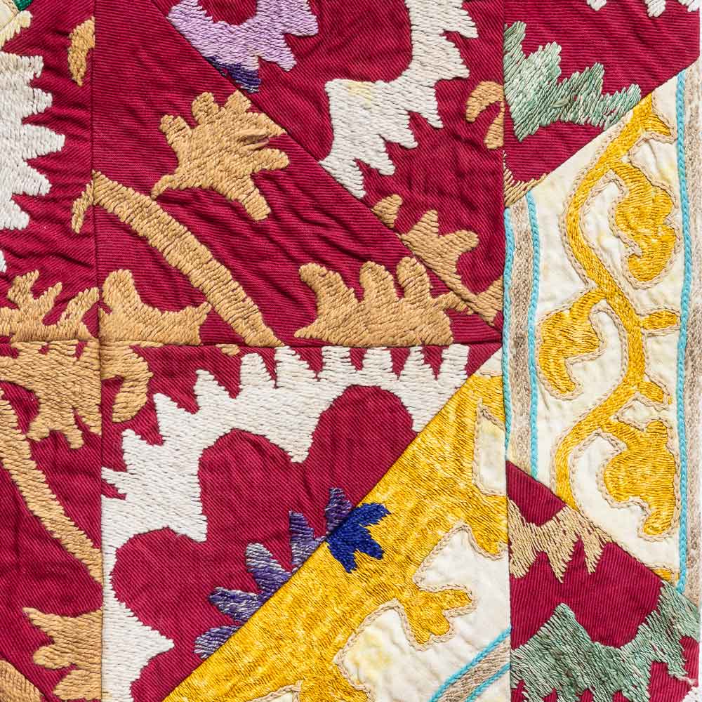 SC676 Uzbek Suzani Embroidered Patchwork Cushion Cover 41x41cm