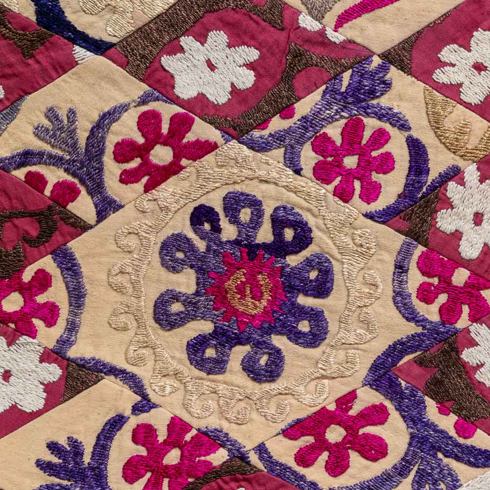 SC688 Uzbek Suzani Embroidered Patchwork Cushion Cover 39x49cm