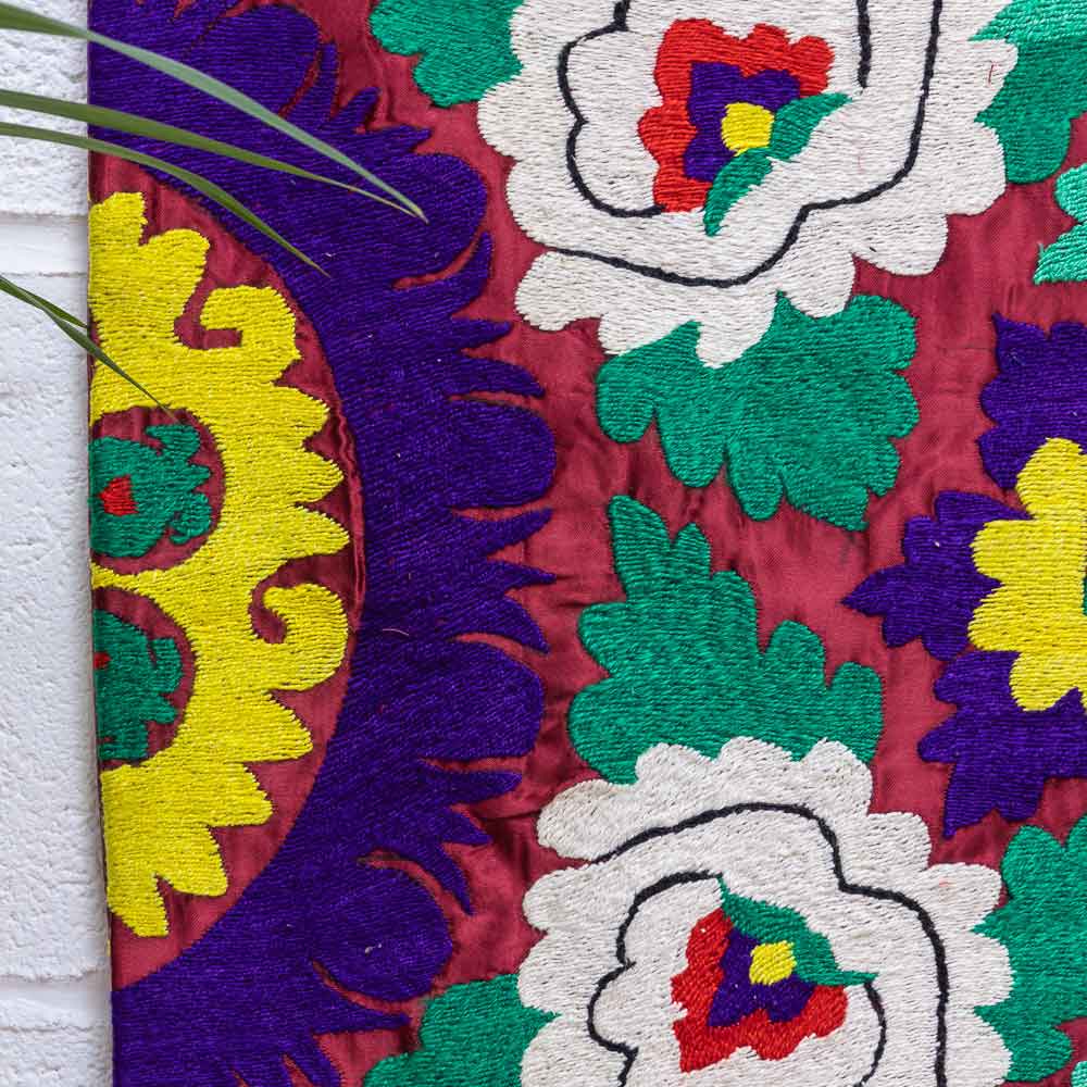 SC691 Uzbek Embroidered Suzani Cushion Cover 49x49cm