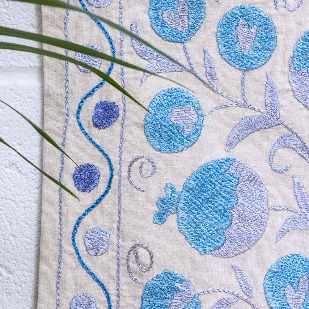 SC704 Hand Embroidered Uzbek Cream Suzani Cushion Cover 46x46cm