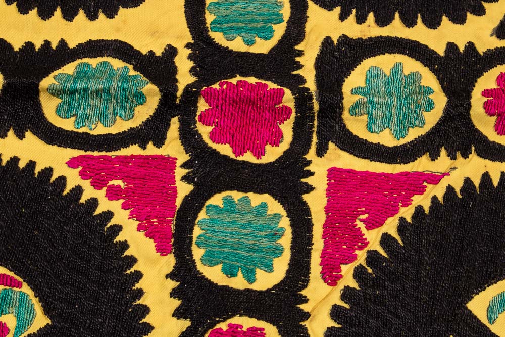 SUZ864 Vintage Uzbek Suzani Embroidery 89x92cm (2.11 x 3ft)