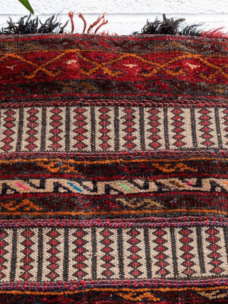 TT573 Tribal Vintage Afghan Baluch Carpet Saddlebag 51x112cm
