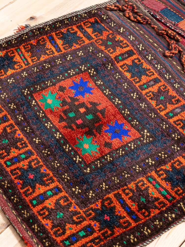 TT574 Tribal Vintage Afghan Baluch Carpet Saddlebag 62x114cm