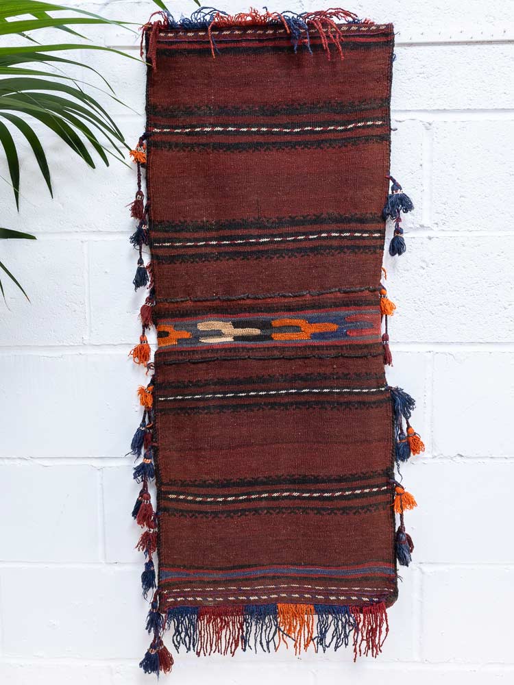 TT575 Tribal Vintage Afghan Baluch Carpet Saddlebag 48x115cm