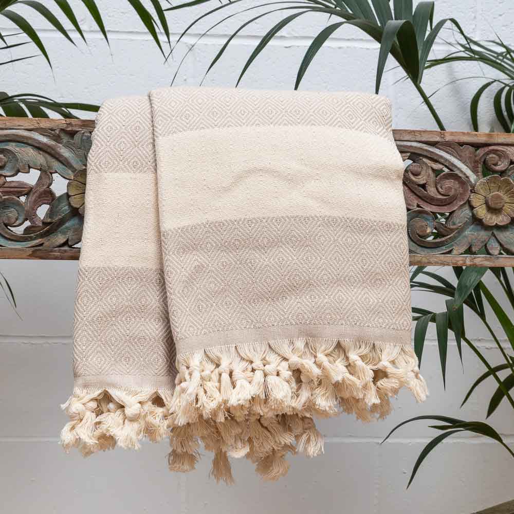 Turkish Cotton Throw - Sand